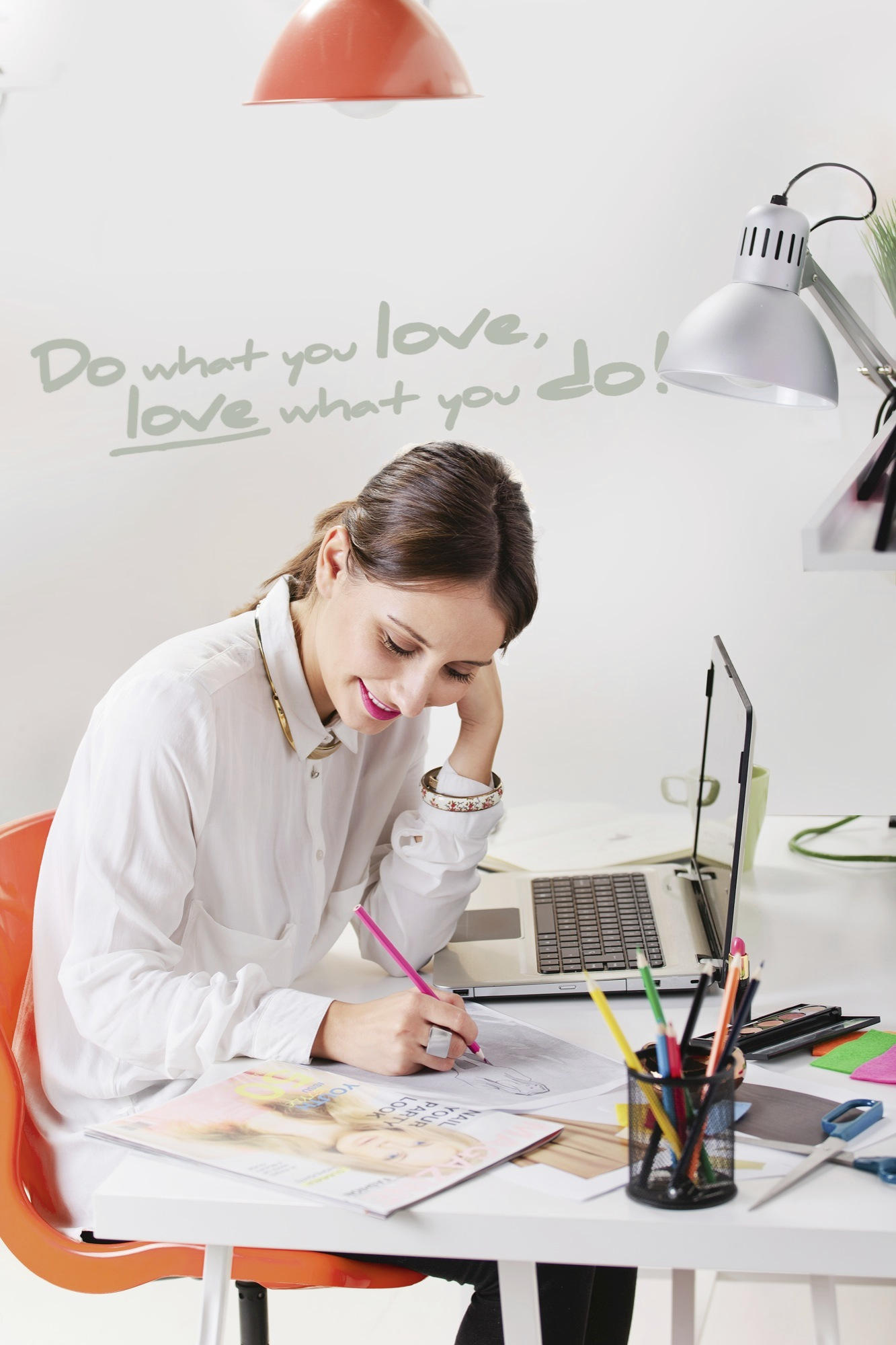 DEKOSTICKER Do What You Love  - Klar/Grau, LIFESTYLE, Kunststoff (14/70cm) - Komar