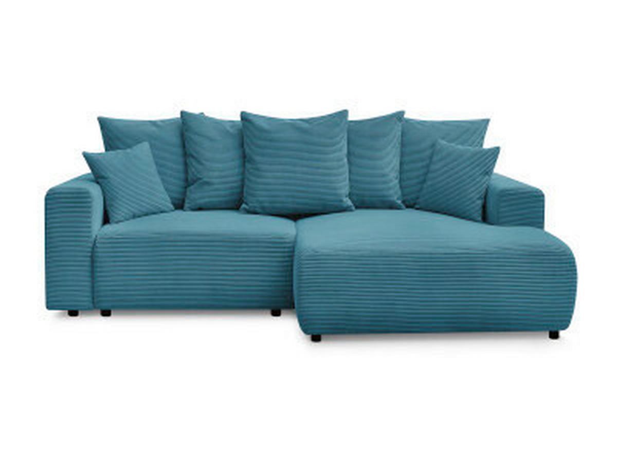 ECKSOFA Ottomane rechts  ATILLA Hellblau Cord  - Schwarz/Hellblau, MODERN, Kunststoff/Textil (244/149cm)