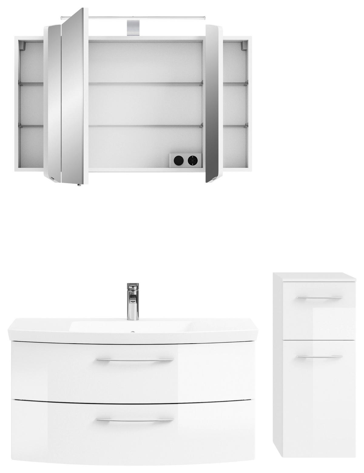 BADEZIMMER 4-teilig  in 131 cm  - Chromfarben/Weiß Hochglanz, KONVENTIONELL, Glas/Holzwerkstoff (131cm) - Pelipal