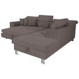 ECKSOFA in Cord Anthrazit  - Anthrazit/Silberfarben, Design, Textil/Metall (257/226cm) - Xora