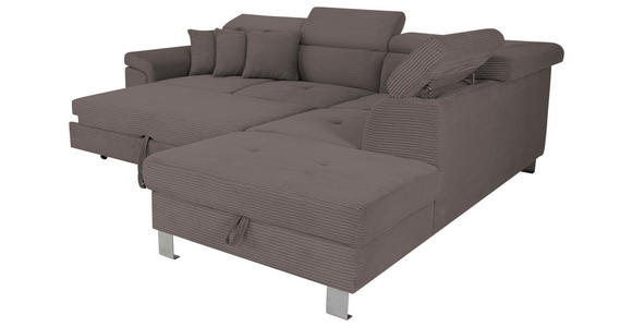 ECKSOFA in Cord Anthrazit  - Anthrazit/Silberfarben, Design, Textil/Metall (257/226cm) - Xora