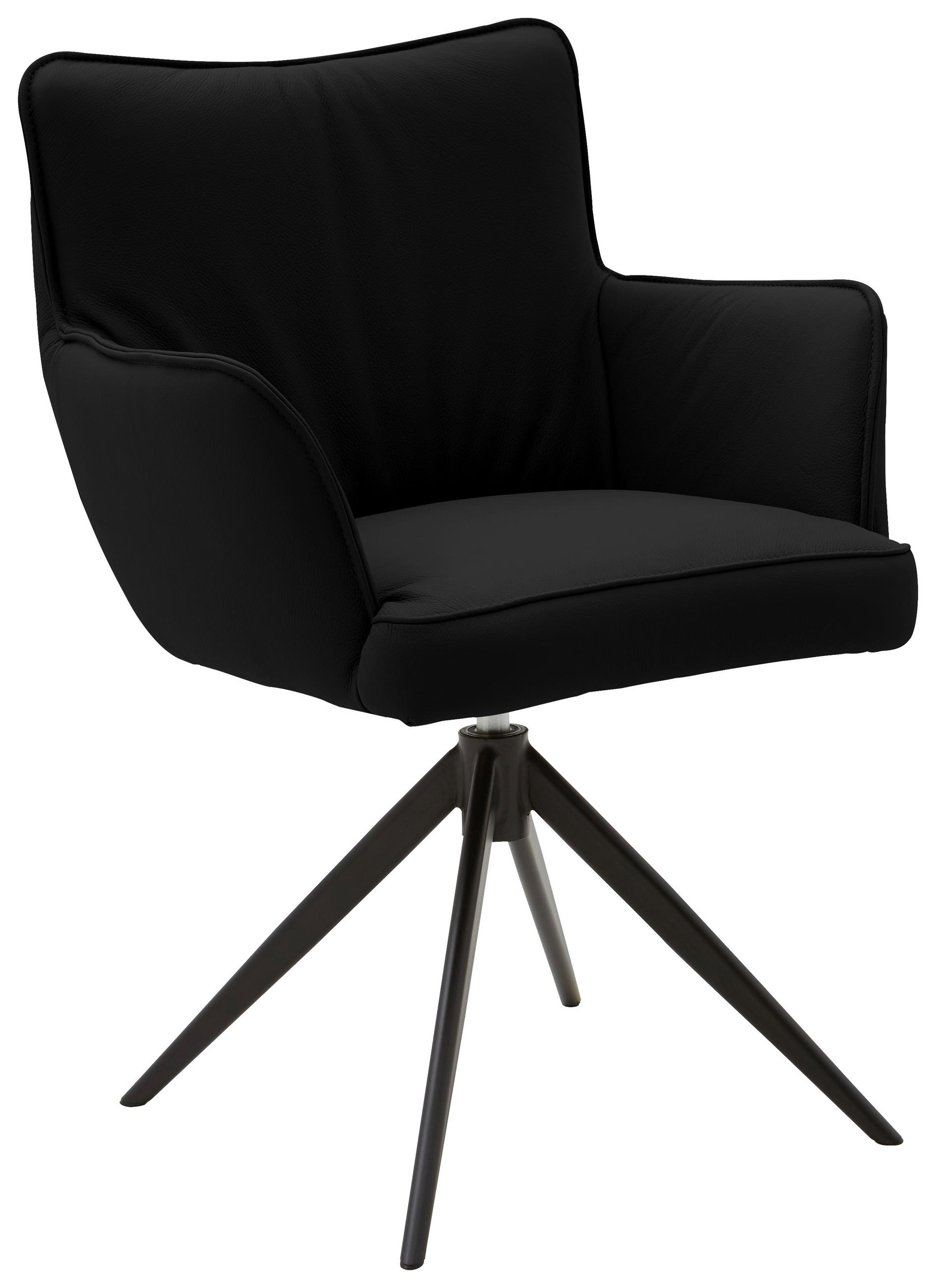 ARMLEHNSTUHL  in Echtleder pigmentiert  - Schwarz, Design, Leder/Metall (63/88/65cm) - Valnatura