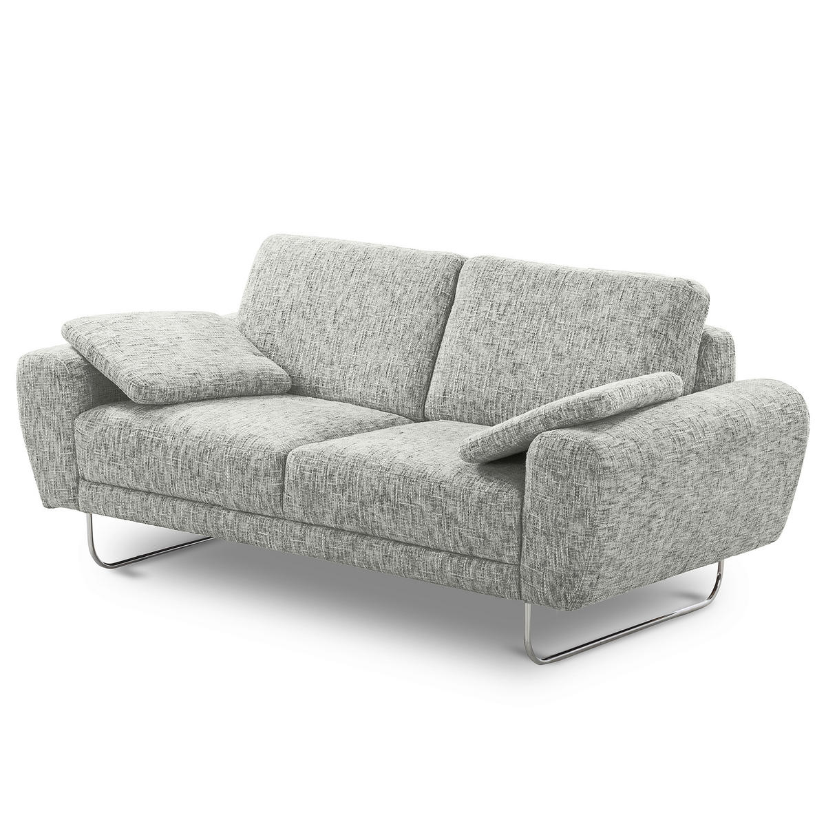 2-SITZER-SOFA SPRING in Webstoff Grau Modern  - Chromfarben/Grau, Design, Textil/Metall (157/85/92cm) - Livetastic