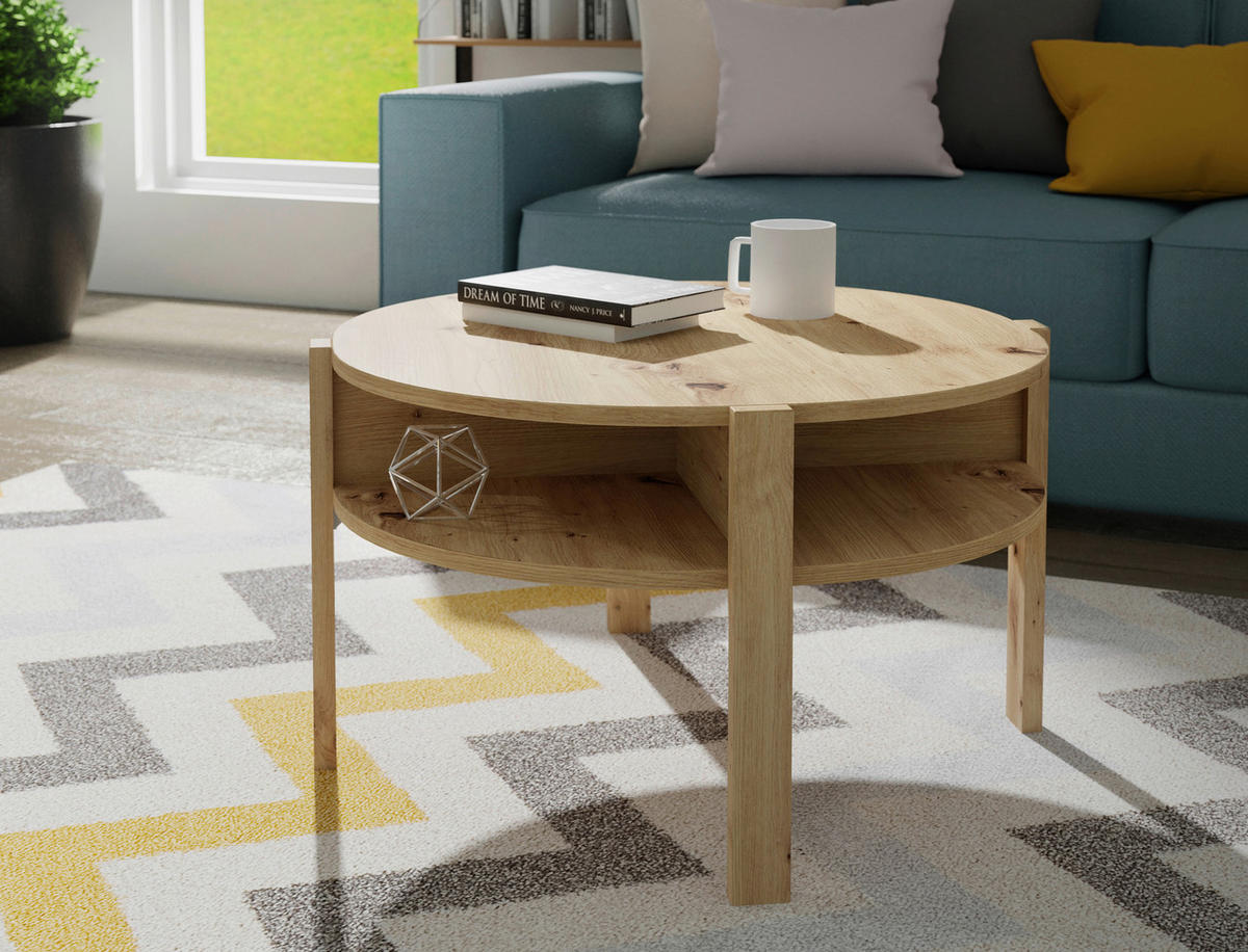 COUCHTISCH in Holzwerkstoff 74,4/74,4/45,5 cm  - Eichefarben/Eiche Artisan, Romantik / Landhaus, Holzwerkstoff (74,4/74,4/45,5cm) - Ti'me