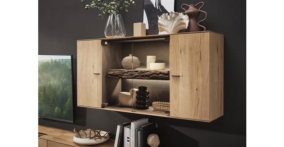 WOHNWAND  in Anthrazit, Eichefarben  336/195/44 cm  - Eichefarben/Anthrazit, Design, Glas/Holz (336/195/44cm) - Valnatura
