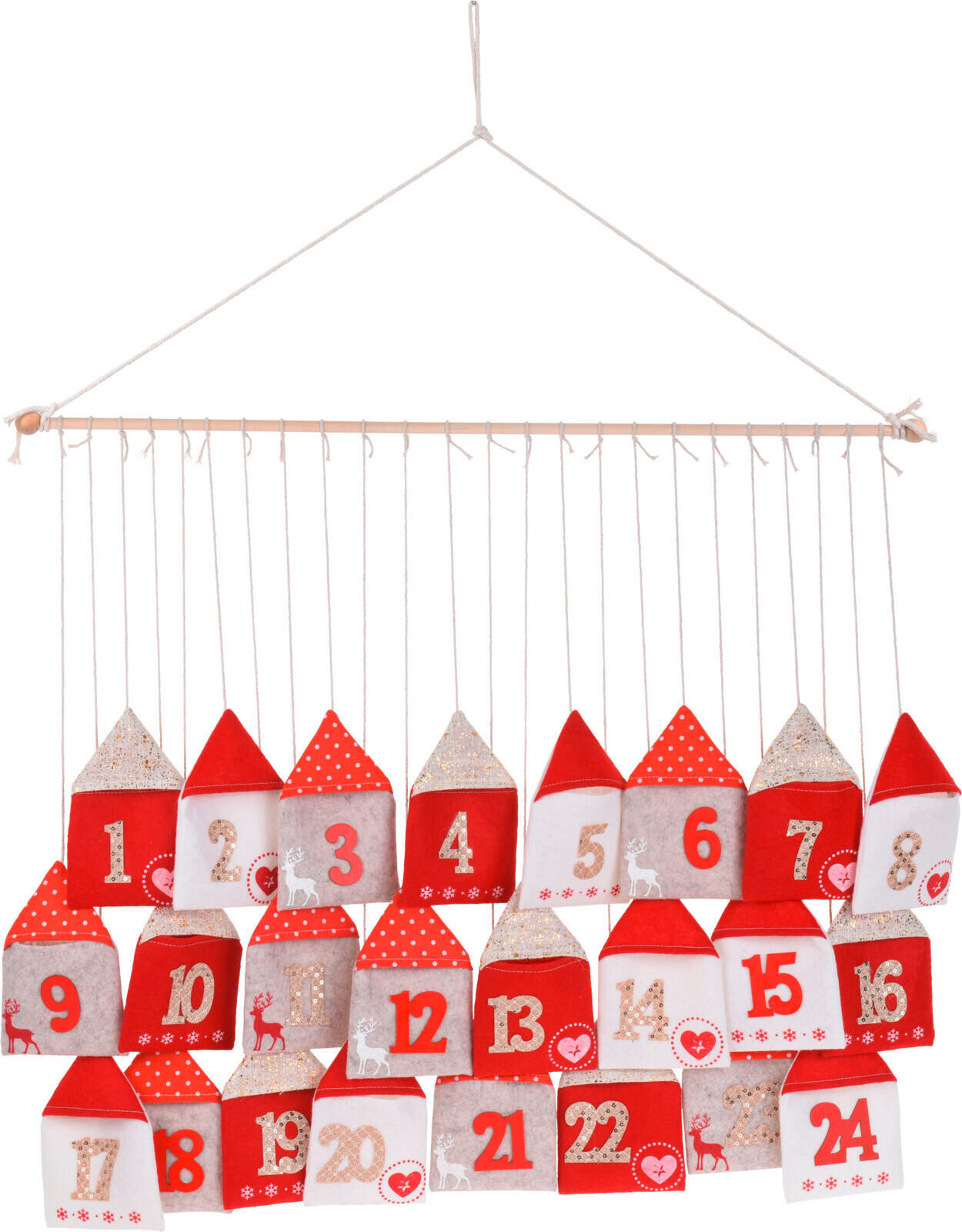 ADVENTSKALENDER  - Rot/Weiß, KONVENTIONELL, Textil (70/60cm)
