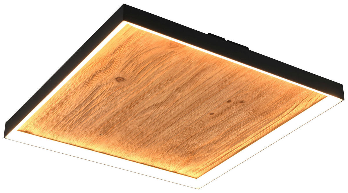 LED-DECKENLEUCHTE KALEA 45/45/7,5 cm   - Schwarz/Kieferfarben, Natur, Holz/Metall (45/45/7,5cm) - Trio Leuchten