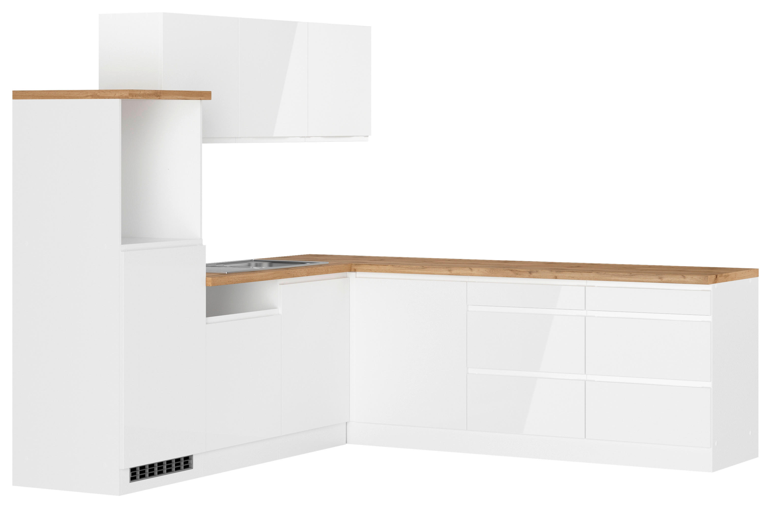 ECKKÜCHE 240/240 cm  in Weiß, Eiche Wotan, Weiß Hochglanz  - Weiß Hochglanz/Eiche Wotan, LIFESTYLE, Holzwerkstoff (240/240cm) - Held