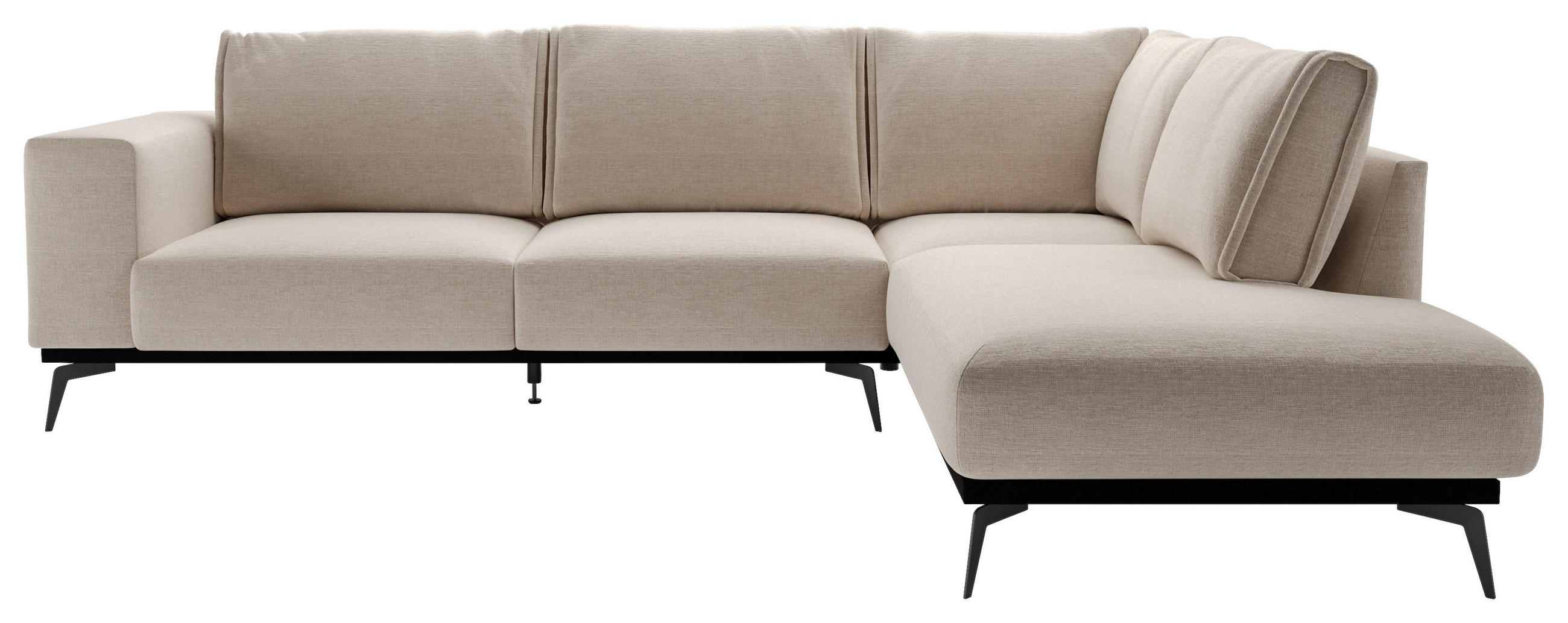 HÖRNSOFFA i flockad beige  - beige/svart, Design, metall/trä (293/200cm) - MID.YOU