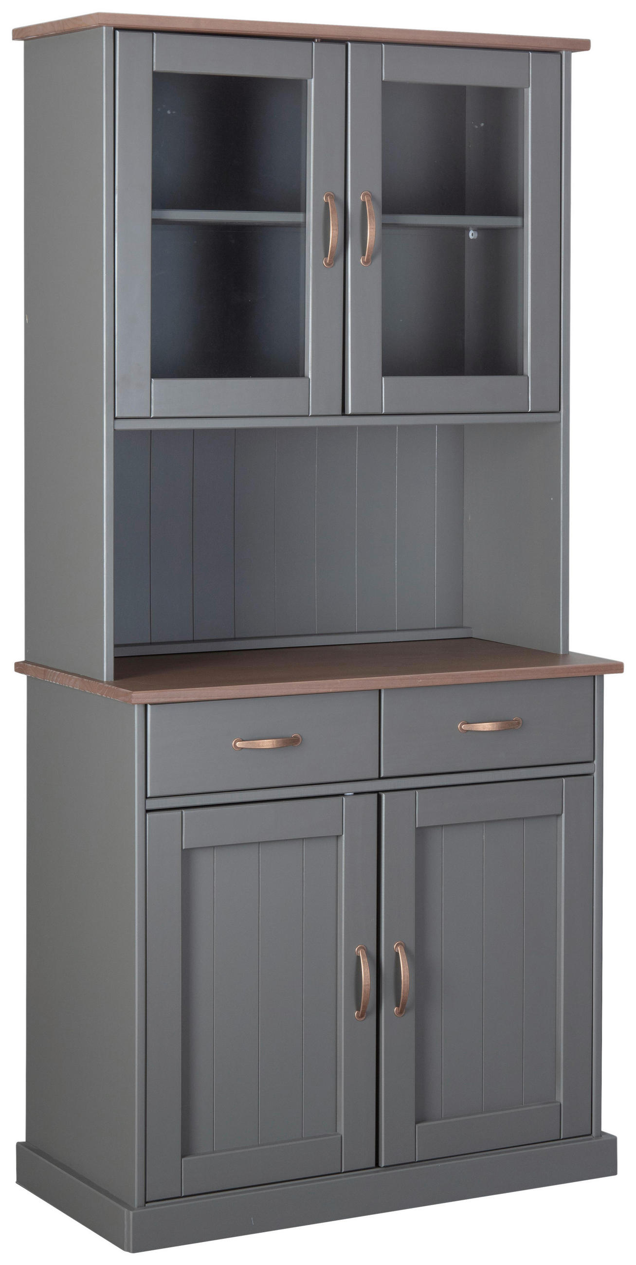 BUFFET in massiv Kiefer Braun, Grau  - Braun/Grau, KONVENTIONELL, Glas/Holz (90/190/45cm) - MID.YOU