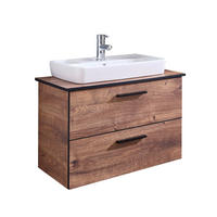 WASCHTISCHKOMBI  - Eichefarben/Schwarz, Design, Keramik/Holzwerkstoff (73/61,6/44,5cm) - Xora