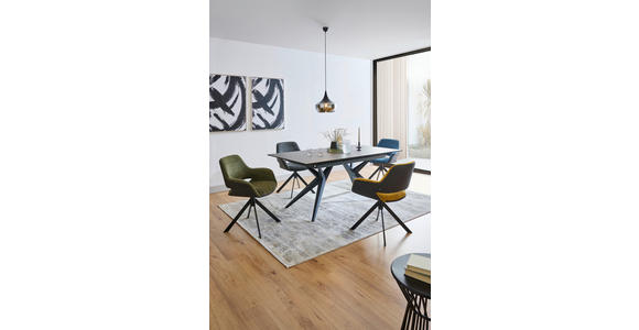 ESSTISCH in Metall, Glas, Keramik 180-230/95/76 cm - Schwarz/Grau, Design, Glas/Keramik (180-230/95/76cm) - Novel