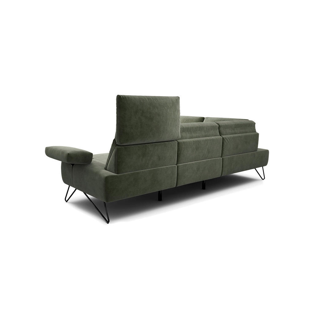 Thumbnail - Sensoo Ecksofa Cosy, Waldgrün, Textil, 5-Sitzer, Ottomane links, L-Form, 245-263x193 cm, Stoffauswahl, Armteil links, re...