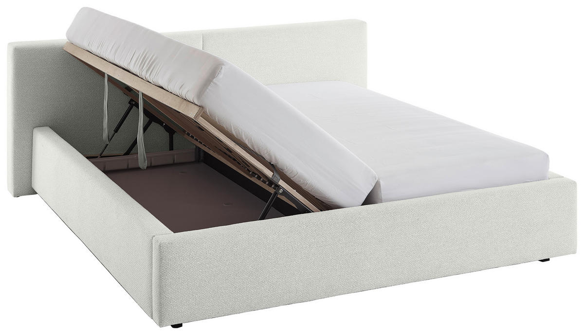 POLSTERBETT 240/200 cm,  in Weiß, Lattenrost, Bettkasten,  - Weiß, Basics, Holz/Textil (240/200cm) - Boxxx