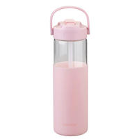 TRINKFLASCHE 0,660 l Pamela Reif  - Hellrosa, Basics, Glas/Kunststoff (660ml) - Fackelmann