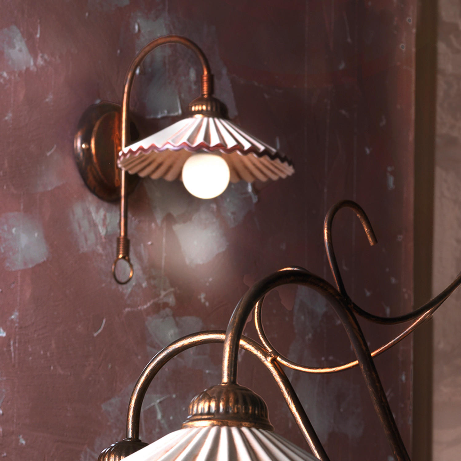 WANDLEUCHTE 27/20/30 cm   - Bernsteinfarben/Bronzefarben, KONVENTIONELL, Keramik/Metall (27/20/30cm)