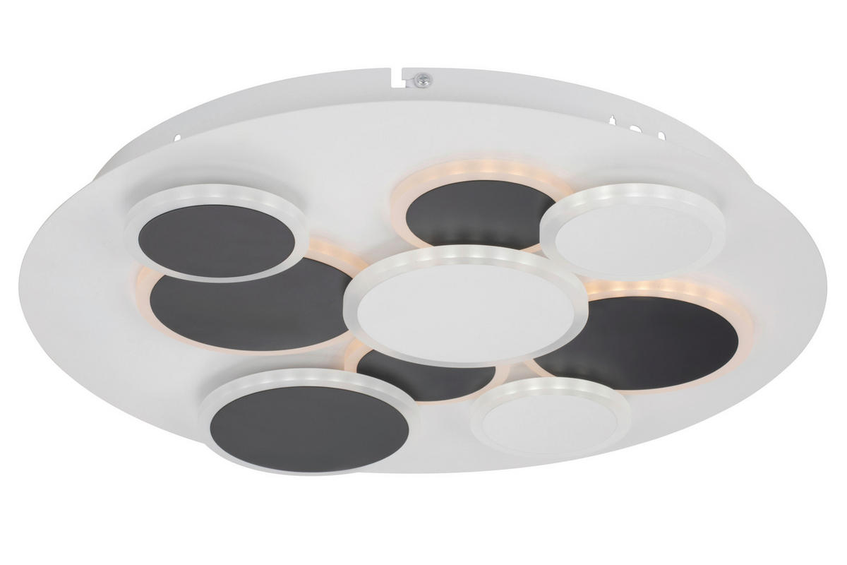 STROPNÍ LED SVÍTIDLO, 46,8/6 cm  - bílá/černá, Trend, kov/plast (46,8/6cm) - Novel