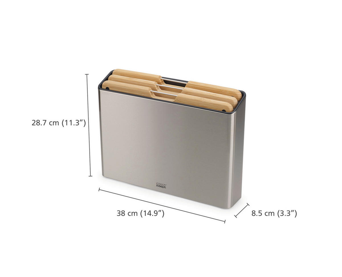 SCHNEIDEBRETT-SET Holz, Metall, Kunststoff Bambus Folio™  - Dunkelgrau, Basics, Holz/Kunststoff (38/8,5/28,7cm) - Joseph Joseph