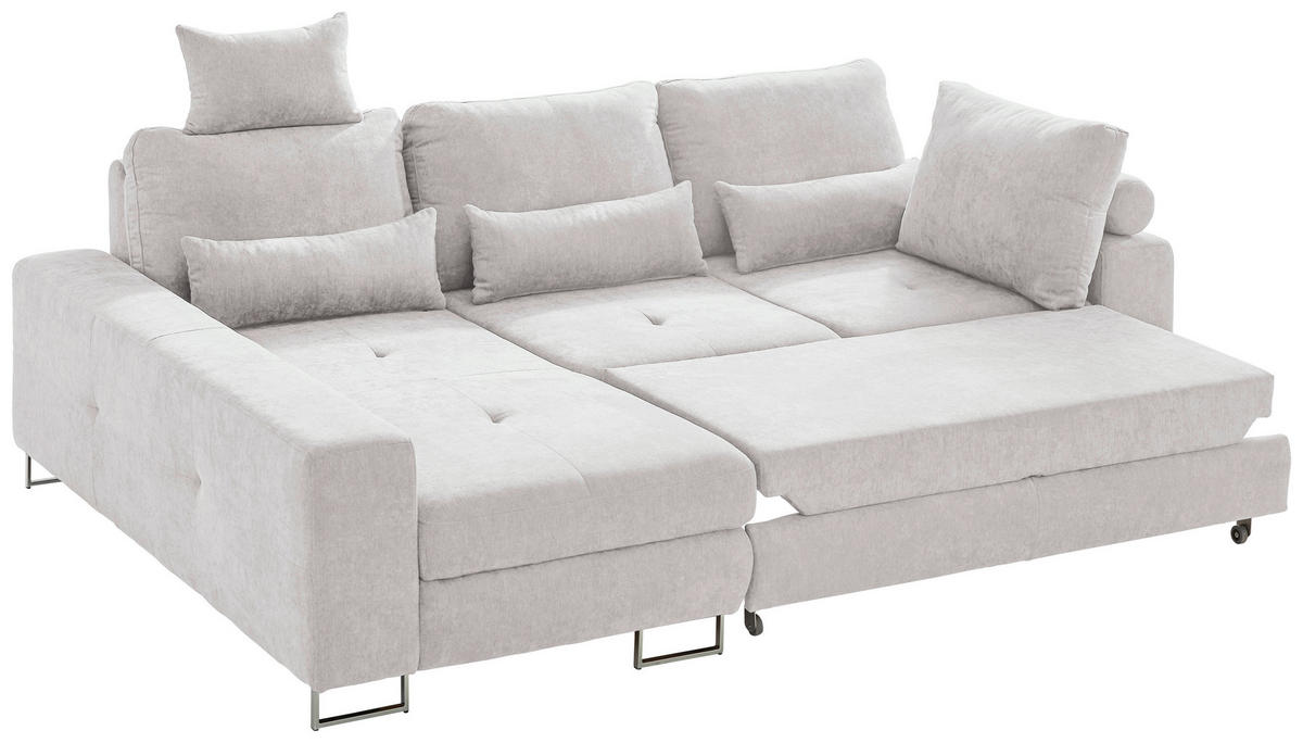 ECKSOFA in Flachgewebe Creme  - Creme, Design, Textil/Metall (188/260cm) - Hom`in