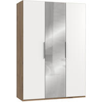 DREHTÜRENSCHRANK in Weiss, Eichefarben  - Chromfarben/Weiss, Modern, Holzwerkstoff (150/216/58cm) - MID.YOU