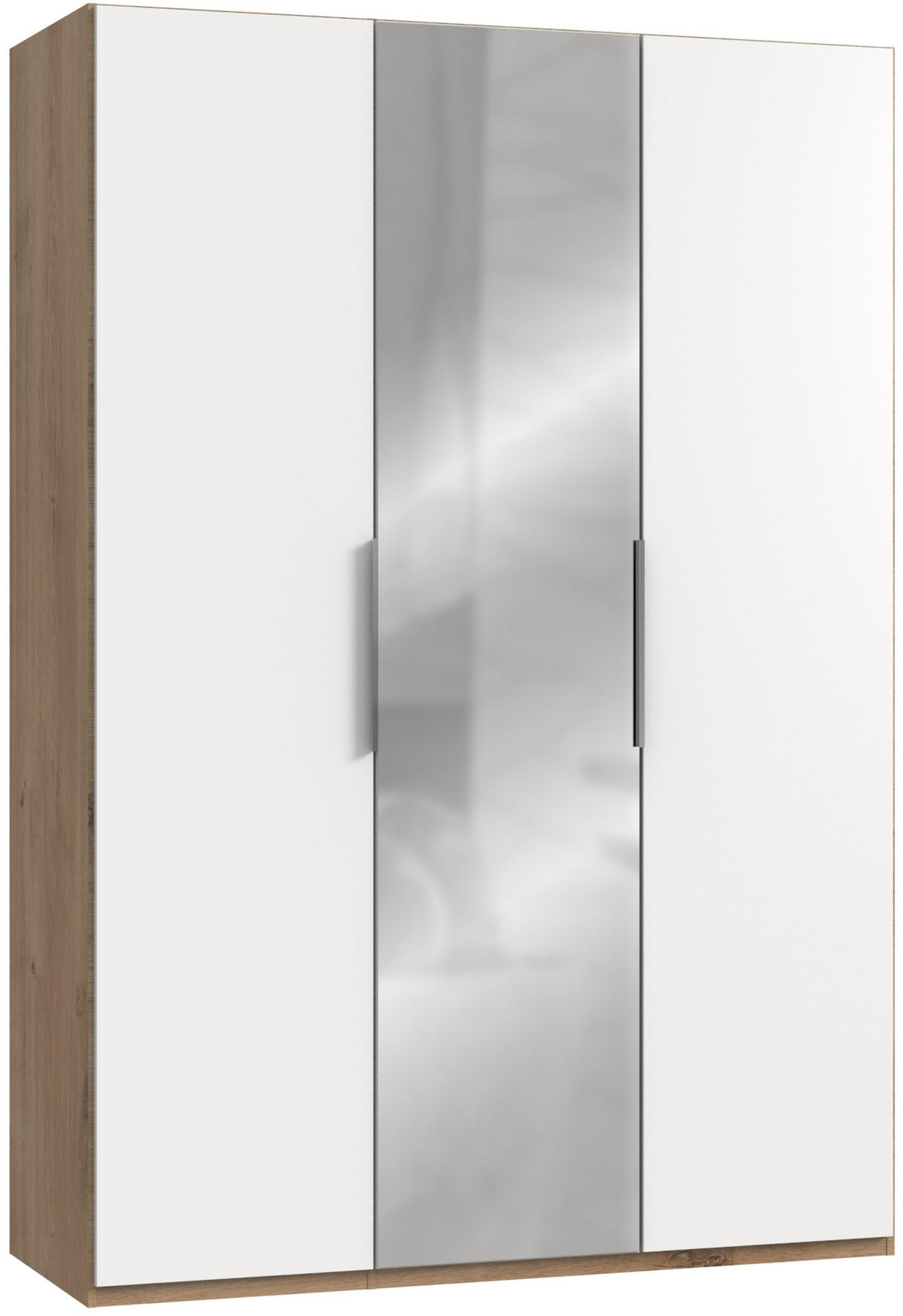 DREHTÜRENSCHRANK in Weiss, Eichefarben  - Chromfarben/Weiss, Modern, Holzwerkstoff (150/216/58cm) - MID.YOU
