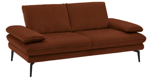 2,5-SITZER in Velours Kupferfarben - Beige/Schwarz, Design, Textil/Metall (196/89/104cm) - Dieter Knoll