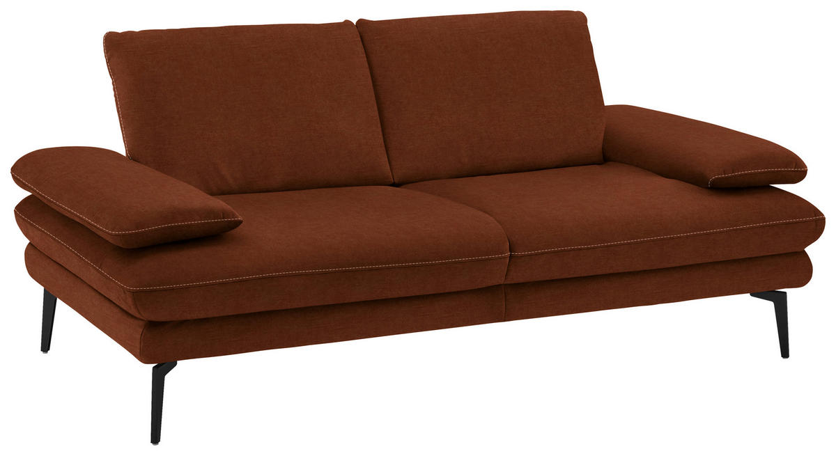 2,5-SITZER in Velours Kupferfarben  - Beige/Schwarz, Design, Textil/Metall (196/89/104cm) - Dieter Knoll