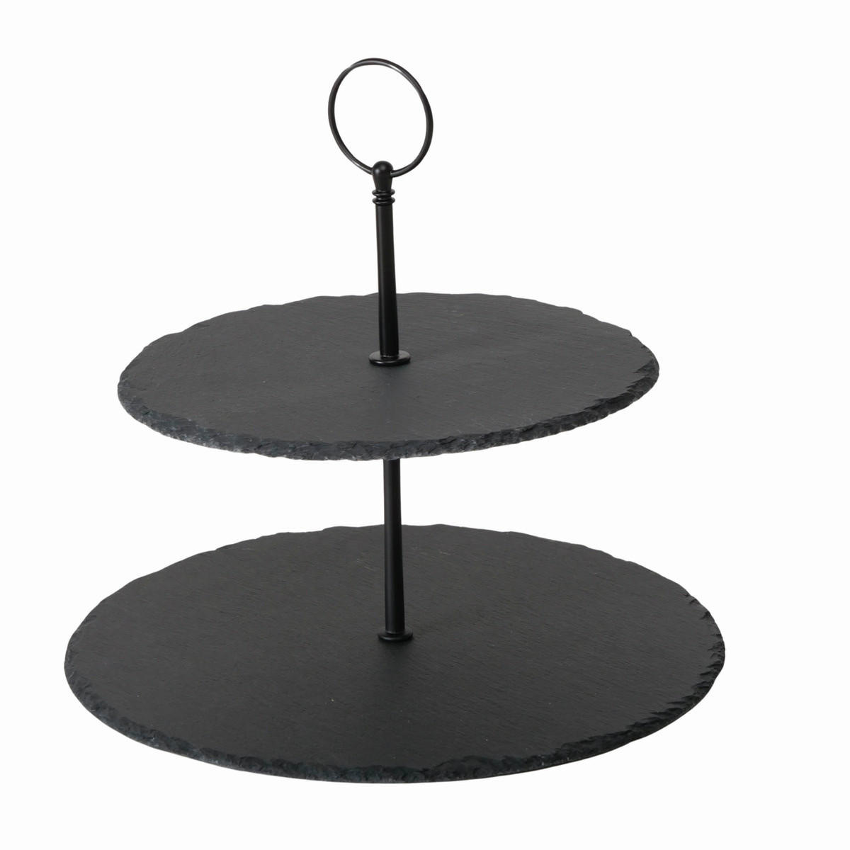 POSCHODOVÝ STOJAN - čierna, Basics, kov/kameň (25/25/24cm)
