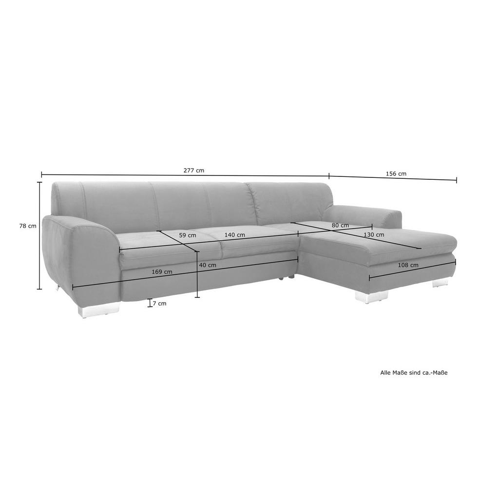 Thumbnail - Mid.you Eckschlafsofa Nika, Dunkelgrau, Textil, Wenge, Uni, 4-Sitzer, 277x156 cm, Made in EU, FSC Mix, Schlafen auf Sitz...