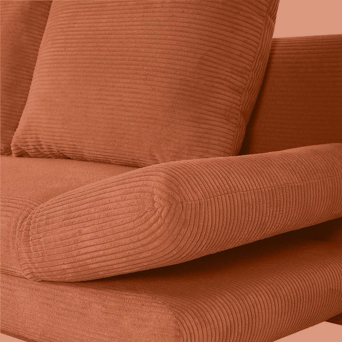 SCHLAFSOFA  mit Stoffauswahl, Liegefunktion, Schlafen auf Sitzhöhe, Rücken echt Cord Rostfarben  - Rostfarben/Schwarz, KONVENTIONELL, Textil/Metall (200/78/95cm) - home24