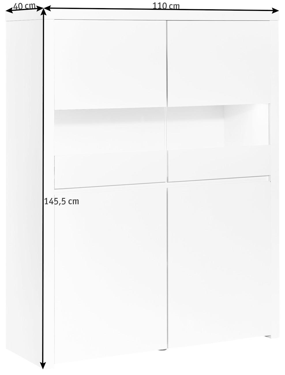 HIGHBOARD 110/145,5/40 cm  - vit, Design, träbaserade material (110/145,5/40cm) - Carryhome