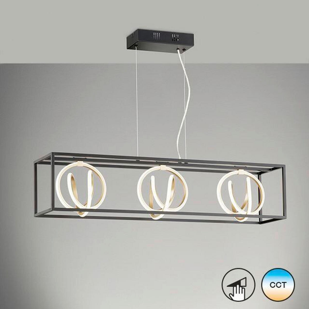 LED-HÄNGLAMPA Gisi 90/20/100 cm  - svart, Design, metall (90/20/100cm) - Fischer & Honsel