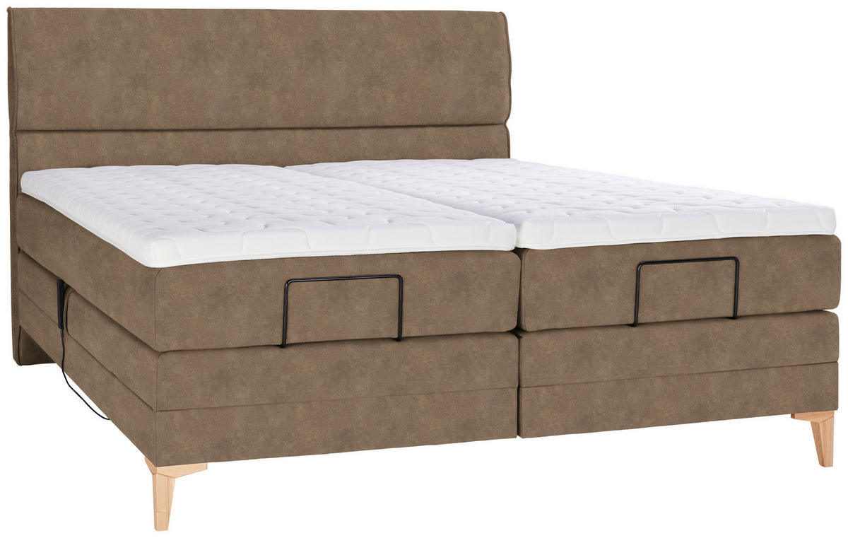 BOXSPRINGBETT 180/200 cm  in Braun  - Eichefarben/Braun, KONVENTIONELL, Holz/Textil (180/200cm) - Voleo