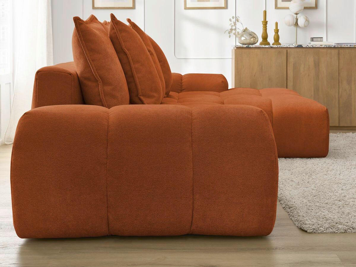 ECKSCHLAFSOFA EVEREST  mit Rücken echt, Armteil links, Armteil rechts Struktur Orange  - Schwarz/Orange, MODERN, Kunststoff/Textil (318/180cm) - Livetastic