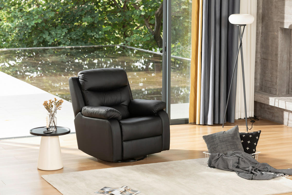 RELAXSESSEL in Textil Schwarz  - Schwarz, KONVENTIONELL, Textil/Metall (90/102/76/101/163cm) - Livetastic