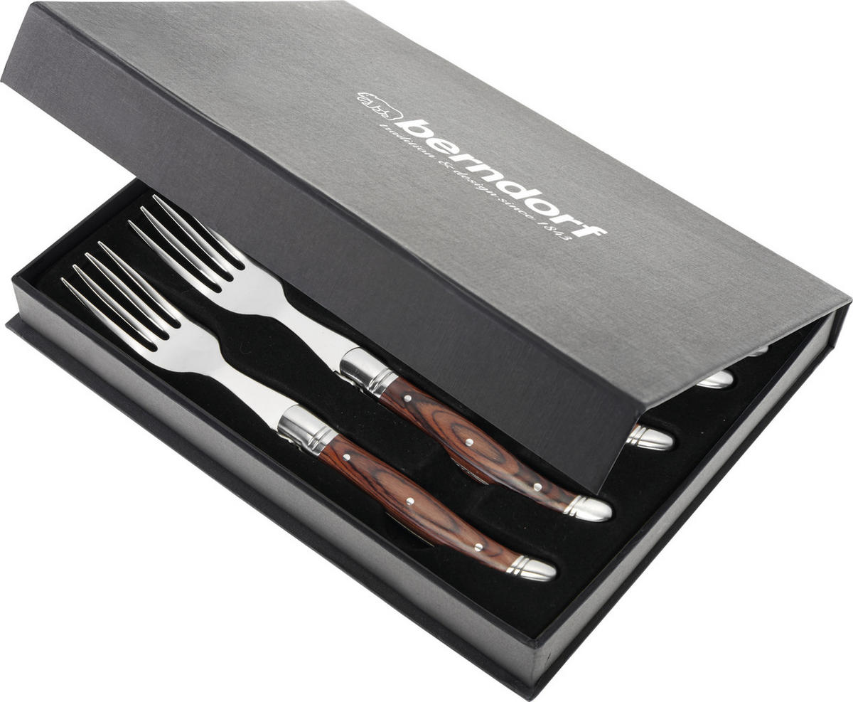 Steakgabelset 6-tlg. - Edelstahlfarben, MODERN, Holz/Metall - Berndorf