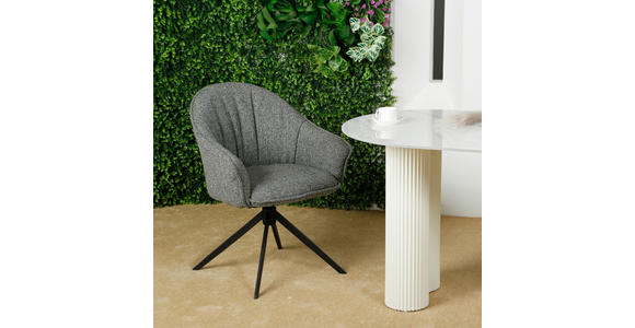 ARMLEHNSTUHL  Sitzfläche 360° drehbar, automatische Rückholfunktion Webstoff  - Dunkelgrün/Schwarz, Design, Textil/Metall (66/83/64cm) - Novel