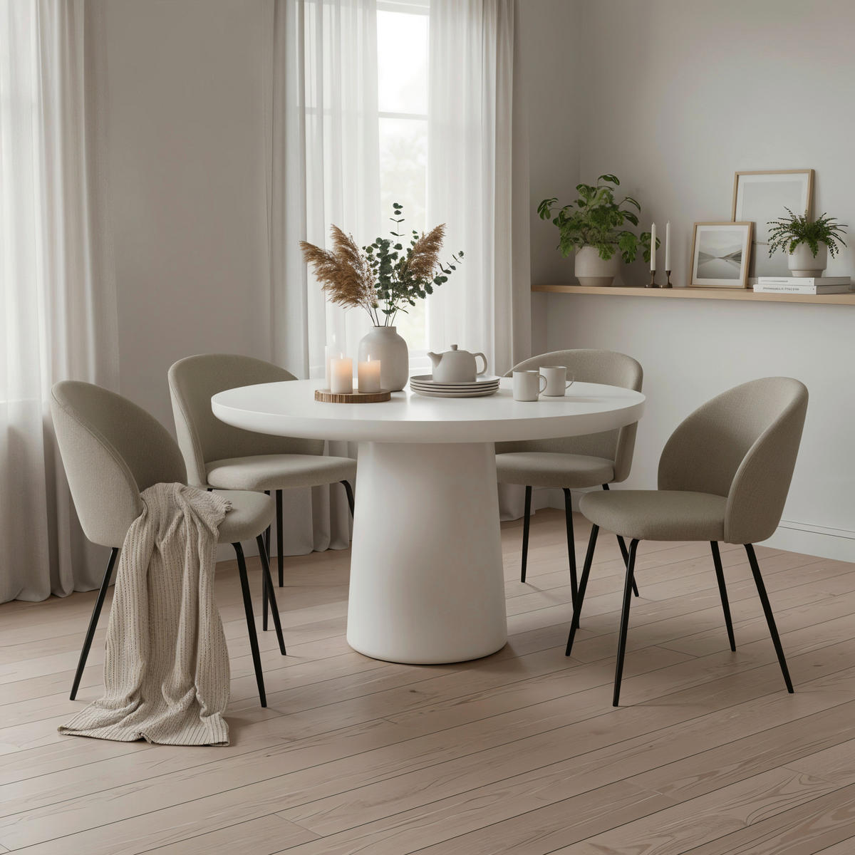 ESSTISCH 120/120/77 cm Nachbildung  Stein, Holzwerkstoff rund Weiß  - Weiß, MODERN, Holzwerkstoff/Stein (120/120/77cm) - MID.YOU