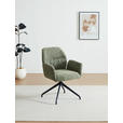ARMLEHNSTUHL  Sitzfläche 360° drehbar, automatische Rückholfunktion Leinenoptik  - Schwarz/Grün, Design, Textil/Metall (62/89/63cm) - Dieter Knoll