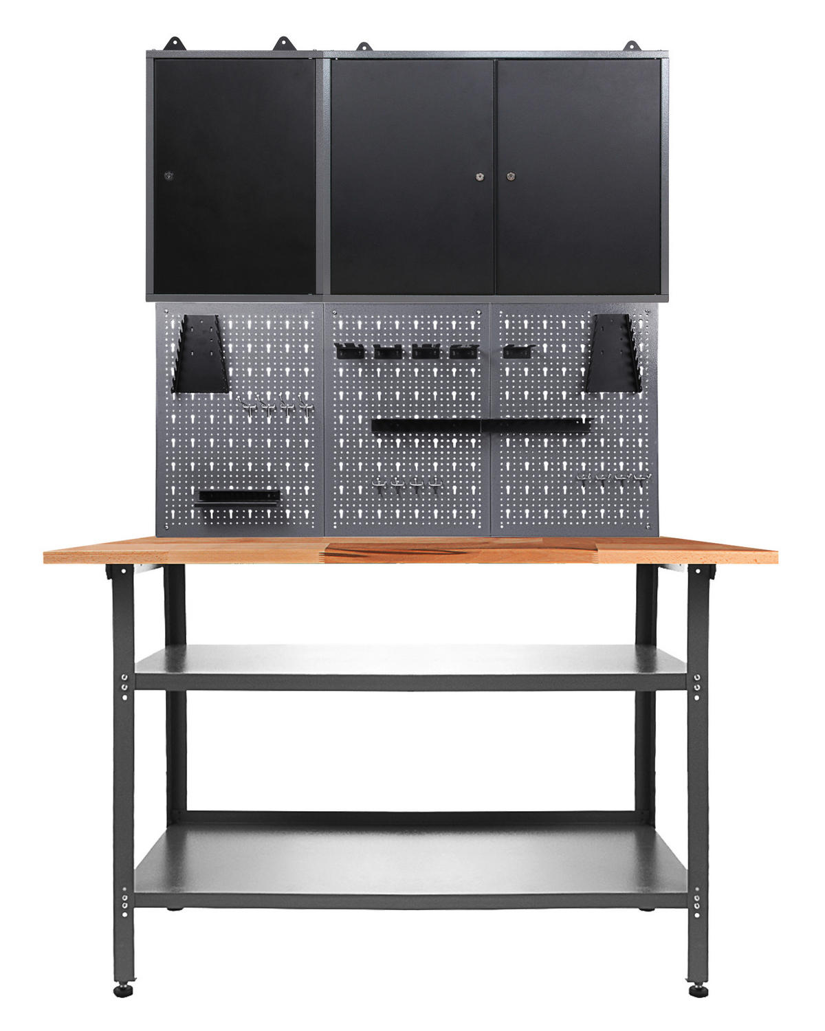 WERKBANKSET 120/205/60 cm  - Anthrazit/Grau, Basics, Holz/Metall (120/205/60cm)