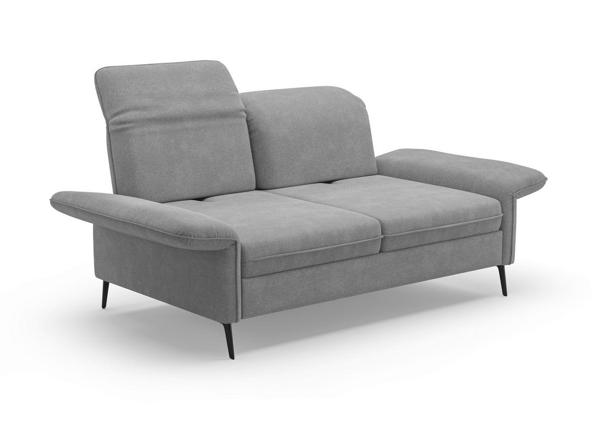 2,5-SITZER in Flachgewebe Grau  - Schwarz/Grau, Konventionell, Textil/Metall (189/92/123cm) - Sit & More