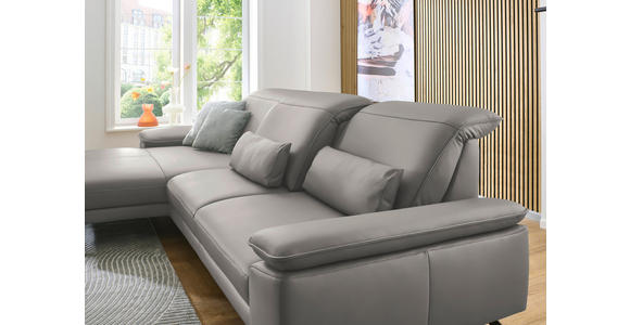 ECKSOFA in Echtleder Hellgrau 193/332 cm - Hellgrau/Schwarz, Design, Leder/Metall (193/332cm) - Dieter Knoll