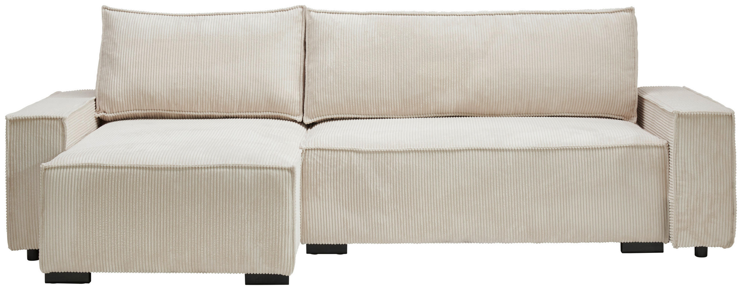 ECKSOFA in Cord Creme  - Creme/Schwarz, Modern, Holz/Textil (157/265cm) - Carryhome