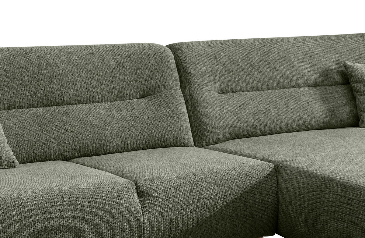 ECKSOFA in Chenille Dunkelgrün  - Wildeiche/Dunkelgrün, Modern, Holz/Textil (290/166cm) - MID.YOU