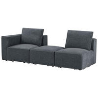 SOFFA i fleece mörkgrå  - mörkgrå/svart, Design, trä/textil (230,5/65/90cm) - Livetastic