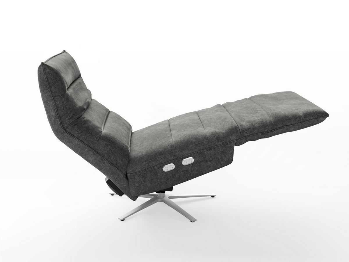 RELAXSESSEL Textil Dunkelgrau  - Dunkelgrau/Silberfarben, Basics, Textil/Metall (80/109/98cm) - Sit & More