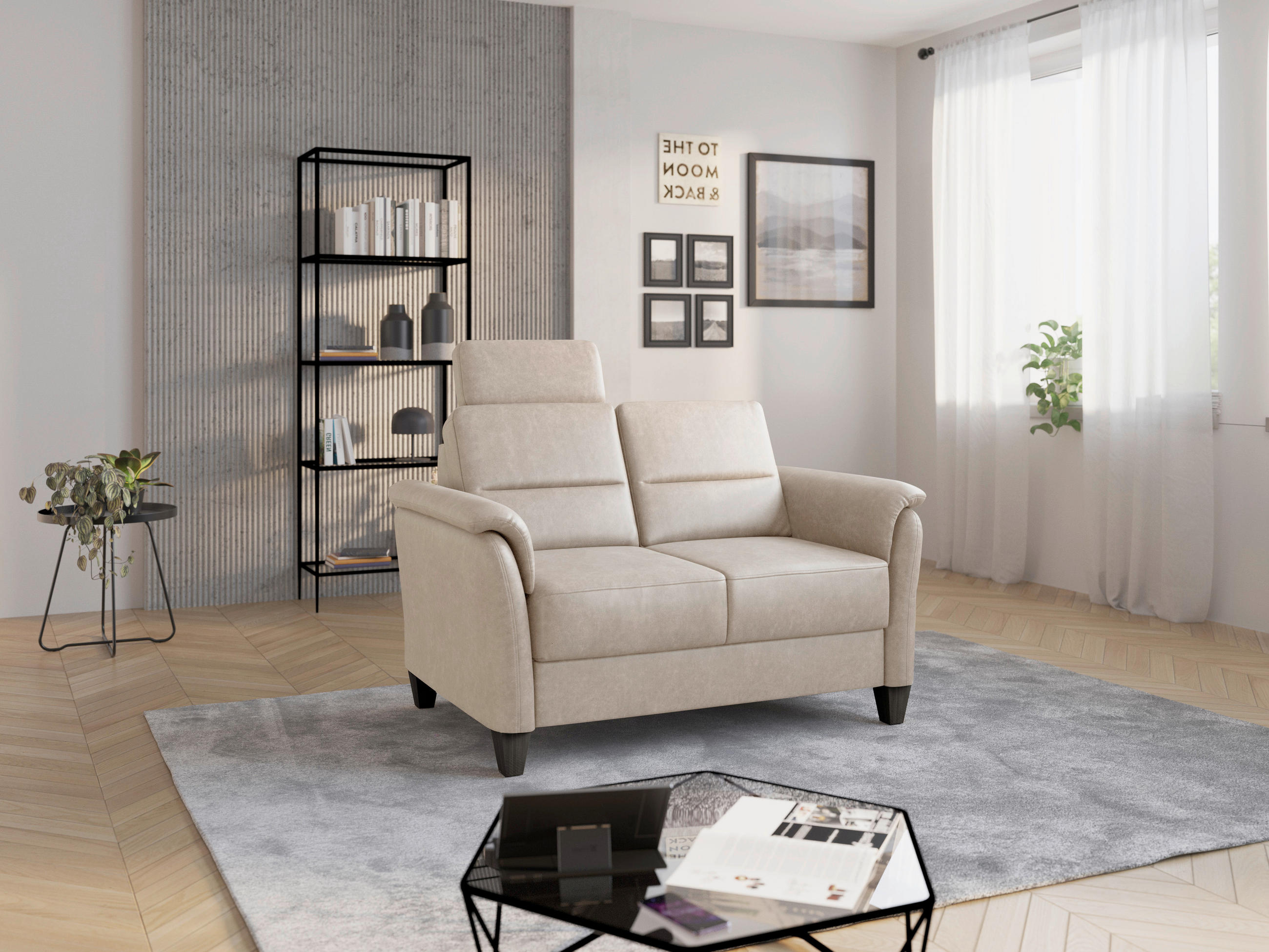 2-SITZER-SOFA Mikrofaser Beige  - Wengefarben/Beige, Konventionell, Holz/Textil (149/89/89cm) - Sit & More