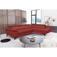 ECKSOFA Echtleder Rot  - Rot/Schwarz, Design, Leder/Metall (228/283cm) - Livetastic