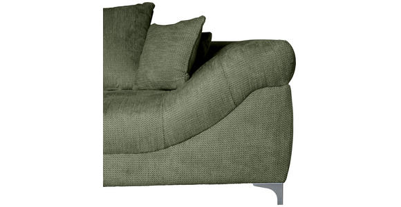 ECKSOFA in Chenille Dunkelgrün 227/329 cm - Chromfarben/Dunkelgrün, KONVENTIONELL, Textil/Metall (227/329cm) - Carryhome