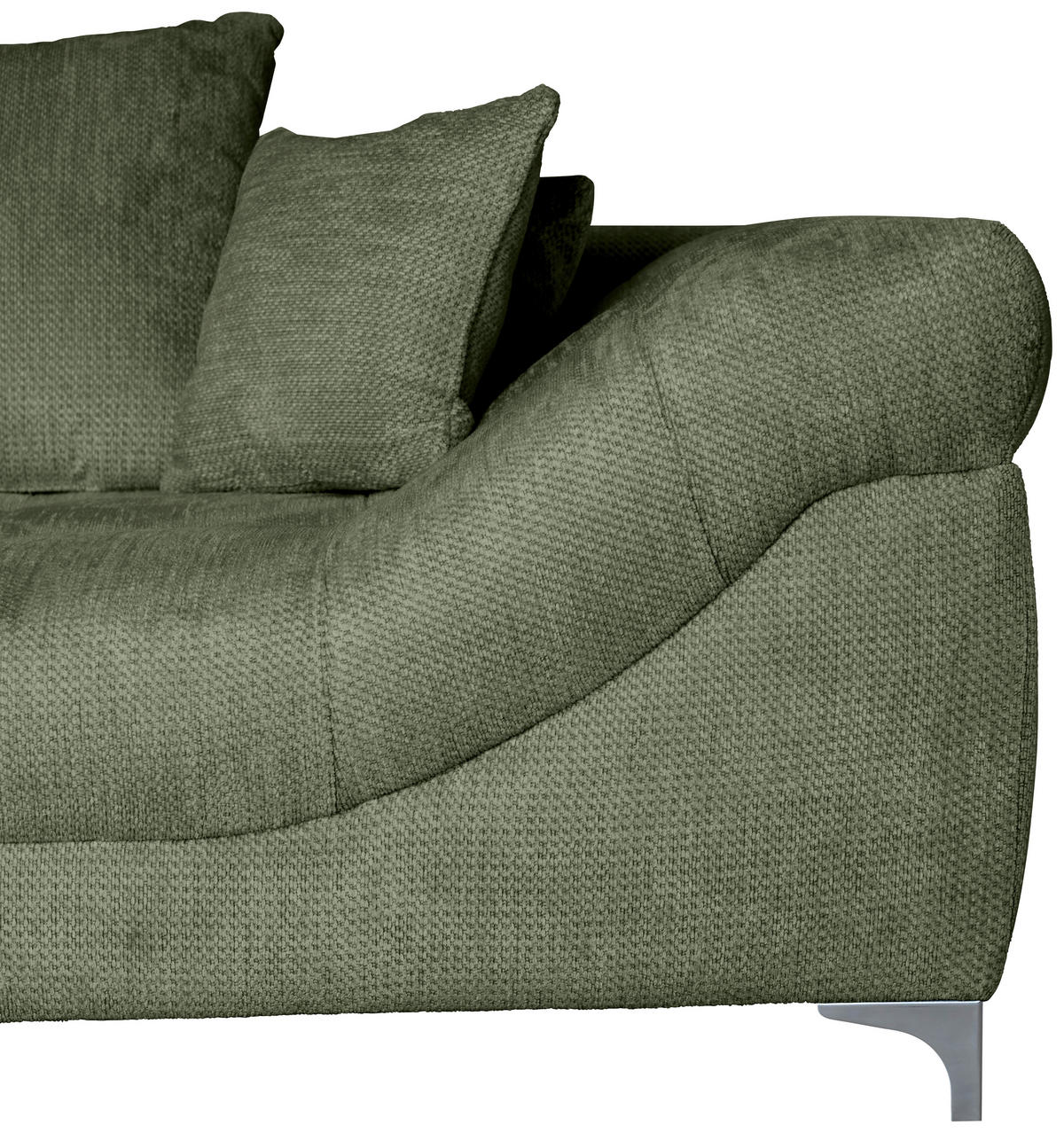 ECKSOFA Dunkelgrün Chenille  - Chromfarben/Dunkelgrün, KONVENTIONELL, Textil/Metall (227/329cm) - Carryhome